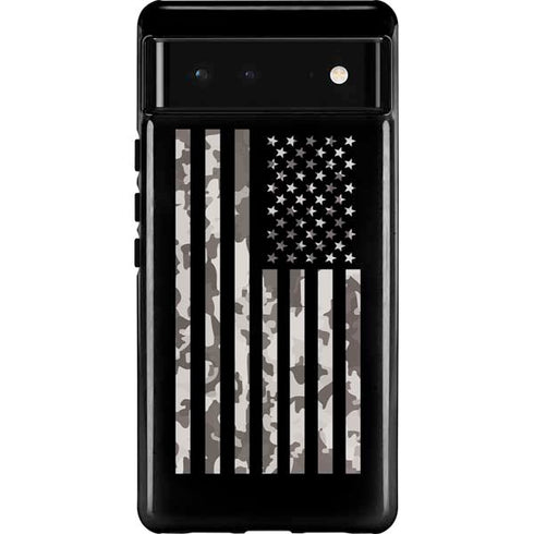 Black and White Camo American Flag Pixel Cases